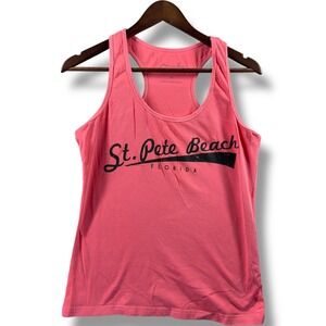 Miami Style St. Pete Beach Florida Pink Racerback Tank Top Womens XL
